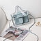 PU Leather Crossbody Bags, Transparent Women Handbags, Aqua, 13x18x6cm