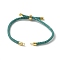 Adjustable Nylon Cotton Cord Making, with Rack Plating Brass Findings, Golden, Cadet Blue, 4-3/4~8-7/8 inch(12~22.5cm), 3mm, Hole: 2mm