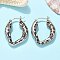 Brass Hoop Earrings, Rack Plating, Long-Lasting Plated, Lead Free & Cadmium Free, Leopard Print, Platinum, 27.50x21.50x6mm