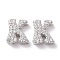 925 Sterling Silver Micro Pave Cubic Zirconia Beads, Real Platinum Plated, Letter K, 9x6x3.5mm,  Hole: 2.5x1.5mm