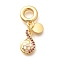 Brass Cubic Zirconia Football European Dangle Charms, Large Hole Pendants with Enamel, Cadmium Free & Nickel Free & Lead Free, Real 18K Gold Plated, Pearl Pink, 28mm, Hole: 5mm