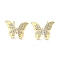Rack Plating Brass Micro Pave Clear Cubic Zirconia Stud Earrings for Women, Cadmium Free & Lead Free, Long-Lasting Plated, Bowknot, Real 18K Gold Plated, 13.5x13mm