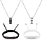 304 Stainless Rectangle Link Braided Bead Bracelets & Ring 201 Stainless Steel Pendant Necklaces, Word Couple Jewelry Set for Men Women, Electrophoresis Black & Stainless Steel Color, Inner Diameter: 2-1/4~3-7/8 inch(5.6~9.8cm), 20.08 inch(51cm), 4Pcs/box