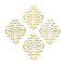 Brass Filigree Joiners, Lead Free & Cadmium Free & Nickel Free, Rhombus, Raw(Unplated), 42x30.5x0.8mm, Hole: 1~2mm