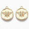 Brass Charms, Nickel Free, Flat Round with Insect, Real 18K Gold Plated, 15x13x2mm, Hole: 1.2mm