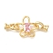 Brass Micro Pave Cubic Zirconia Fold Over Clasps, Cadmium Free & Nickel Free & Lead Free, Flower, Real 18K Gold Plated, 38.5mm, Flower: 19.5x22x5.5mm, Clasp: 12.5x7x5.5mm