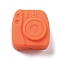 Camera Food Grade Eco-Friendly Silicone Focal Beads, DIY Necklaces Making, Orange, 24x23x12mm, Hole: 2mm