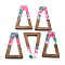 Resin and Walnut Pendants, Trapezoid, Mixed Color, 38x24.5x2.5mm, Hole: 1.8mm