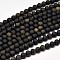 Frosted Natural Golden Sheen Obsidian Round Bead Strands, 6mm, Hole: 1mm, about 63pcs/strand, 15 inch