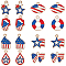 40Pcs 8 Styles Alloy Enamel Pendants, Independence Day Theme, Light Gold, Mixed Shapes, Colorful, 13~18x10.5~18x1.3~1.5mm, Hole: 1.5~1.8mm, 5pcs/style