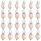 24Pcs Natural Freshwater Pearl Pendants, Rice Charms, with Platinum Plated Brass Loops, Pink, 13.5~15.7x6~7mm, Hole: 2.5~3mm