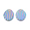 Ion Plating(IP) 201 Stainless Steel Pendant, Shell Effect Textured Charms, Oval, Rainbow Color, 21.5x18x1mm, Hole: 1.6mm