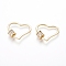 Brass Micro Pave Cubic Zirconia Screw Carabiner Lock Charms, for Necklaces Making, Clear, Heart, Golden, 22x26x2mm