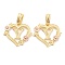 Real 18K Gold Plated Brass  Pendants, Heart with Alphabet, Letter.Y, 18x20x3mm, Hole: 6.5x3mm