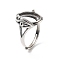 Adjustable 925 Sterling Silver Ring Components, Pad Ring Settings, Oval, Antique Silver, Tray: 14x10mm, 2.5mm, US Size 6(16.5mm)