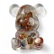 Resin Display Decorations, with Natural Quartz Chips Inside, Bear, 53.5~53.8x41~41.5x17.5~21mm