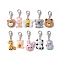 Animal Theme Resin Pendant Decorations, with Zinc Alloy Lobster Claw Clasps, Mixed Shapes, Mixed Color, 38~44mm