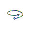 Rainbow Color 304 Stainless Steel Double Beaded Thin Open Cuff Rings, US Size 7 3/4(17.9mm)