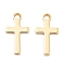 Brass Pendants, Cross, Real 18K Gold Plated, 15.5x8x1mm, Hole: 1.8mm