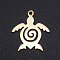 Ion Plating(IP) 304 Stainless Steel Pendants, Tortoise, Golden, 19x17x1mm, Hole: 1.5mm