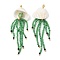 Dyed Synthetic Turquoise & Natural Black Onyx & Glass Seed Beaded Skull Jellyfish Big Pendants, with Clam Shell & Golden Brass Beads, Green, 84x27x13mm, Hole: 1mm
