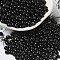 6/0 Opaque Baking Paint Glass Seed Beads, Teardrop, Black, 4.5~5x4x3~3.5mm, Hole: 0.9mm, about 125pcs/10g