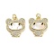 Brass Micro Pave Clear Cubic Zirconia Pendants, Cadmium Free & Lead Free, with Shell, Jump Ring, Bear, Real 18K Gold Plated, 18.5x17.5x3mm, Hole: 3.5mm
