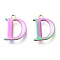 Ion Plating(IP) 304 Stainless Steel Charms, Laser Cut, Alphabet, Rainbow Color, Letter.D, 12x9.5x0.8mm, Hole: 1mm