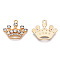 Alloy Pendants, with Crystal Rhinestone, Crown Charm, Cadmium Free & Nickel Free & Lead Free, Light Gold, 21.5x25.5x3.5mm, Hole: 1.8mm