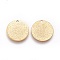 Ion Plating(IP) 304 Stainless Steel Charms, Textured, Flat Round with Bumpy, Golden, 15x1mm, Hole: 1.5mm