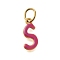 Ion Plating(IP) 304 Stainless Steel Enamel Alphabet Charms, with Jump Ring, Real 14K Gold Plated, Letter S, 13x6x1mm, Hole: 5mm