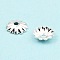 Brass Bead Caps, 12-Petal Flower, Silver, 6x6x1.5mm, Hole: 1.2mm