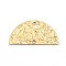 Brass Connector Charms, Uneven Half Round, Raw(Unplated), 12.5x25x0.7mm, Hole: 1.2mm