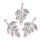 Rack Plating Brass Pendants, Leaf, Platinum, 26.5x17x1mm, Hole: 1.6mm
