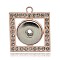 Champagne Gold Tone Alloy Rhinestone Brass Snap Pendant Making, Square, Crystal, 36x31x5mm, Hole: 3mm, Half Hole: 6mm, Fit Snap Buttons in 5~6mm Knob