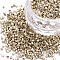 Glass Bugle Beads, Metallic Colours, Pale Goldenrod, 2.5~3x2mm, Hole: 0.9mm, about 15000pcs/pound