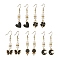 Alloy Enamel Dangle Earrings with Synthetic Crackle Quartz Beaded, Mixed Shapes, 46~55x10~13.5mm
