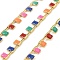Brass Rectangle Link Chains, with Enamel, Cadmium Free & Nickel Free & Lead Free, Soldered, with Spool, Real 18K Gold Plated, Long-Lasting Plated, Mixed Color, 4x1.5x0.7mm, 10m/roll