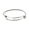 Non-Tarnish 304 Stainless Steel Expandable Bangle for Girl Women, Adjustable Rope Style Twisted Wire Blank Bangle, Stainless Steel Color, Inner Diameter: 2-3/8 inch(6.1cm)
