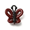 Red and Black Double Screen Alloy Pendants, Butterfly, 19x16x5mm, Hole: 4x1.5mm