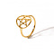 Stainless Steel Hollow Lucky Star Ring Women Fashionable Durable Ring, Real 18K Gold Plated, US Size 7(17.3mm)