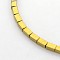Electroplate Non-magnetic Synthetic Hematite Beads Strands, Frosted Cuboid Beads, Golden Plated, 4x2x2mm, Hole: 1mm, about 98pcs/strand, 15.7 inch