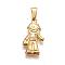 304 Stainless Steel Pendants, Girl, Golden, 25x14x2mm, Hole: 7x3mm