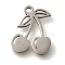201 Stainless Steel Pendants, Fruit Charms, Cherry, 12.5x10x1mm, Hole: 1.2mm