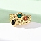 Brass Micro Pave Cubic Zirconia Cuff Rings for Women, Nickel Free, Real 18K Gold Plated, 15.5mm