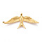 304 Stainless Steel Pendants, Ion Plating(IP), Bird Charm, Real 18K Gold Plated, 48x23x3.2~3.8mm, Hole: 1.6mm