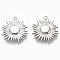 Brass Solar Eclipse Pendants, Nickel Free, Sun, Real Platinum Plated, 15.5x15x2mm, Hole: 1.2mm
