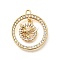 Brass Micro Pave Cubic Zirconia Pendants, Cadmium Free & Nickel Free & Lead Free, Real 18K Gold Plated, Ring Charms, Eagle, 21x18x3mm, Hole: 1.5mm