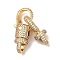 Brass Micro Pave Clear Cubic Zirconia Interlocking Clasps, Cadmium Free & Nickel Free & Lead Free, Real 18K Gold Plated, 52mm, Clasp1: 32.5x13x10mm, Clasp2: 25x11x9.5mm, Hole: 5x4.8mm
