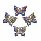 Alloy Pendants, Cadmium Free & Nickel Free & Lead Free, Butterfly, Rainbow Color, 29x37x3mm, Hole: 1.6mm